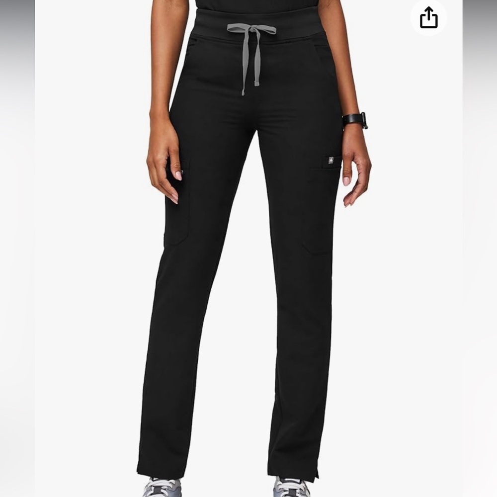 FIGS YOLA High Waisted Skinny Scrub Pants- Small TALL Black